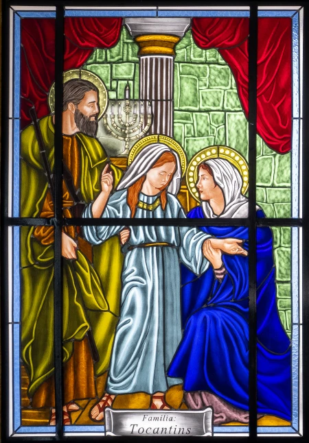 Vitral (Virgem Menina, São Joaquim e Sant’Ana)
