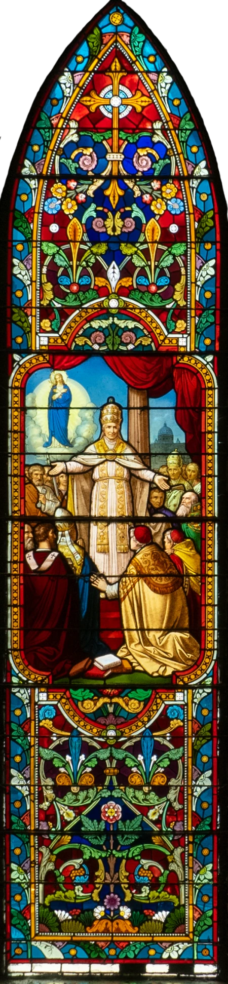 Vitral [Santo Papa com aparição da Imaculada Conceição]