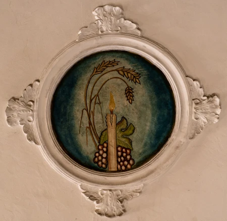 Medalhão (vela, trigo e uva)